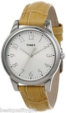 NEW TIMEX BEIGE CROC EMBOSSED LEATHER BAND,SILVER WATCH-T2P128