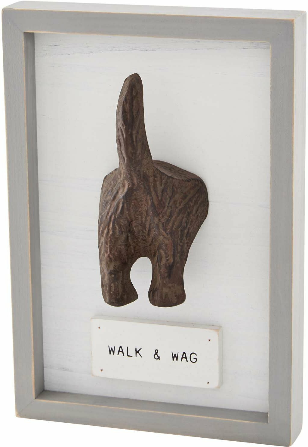Mud Pie DOG Leash Shadow Box Holder Hooks Dog Duty, Walk & Wag, Woof