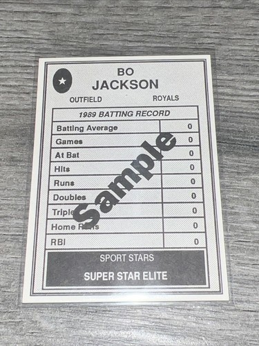 1989 Sport Star Super Star Elite (unlicensed) #NNO Bo Jackson Sample - Picture 2 of 2