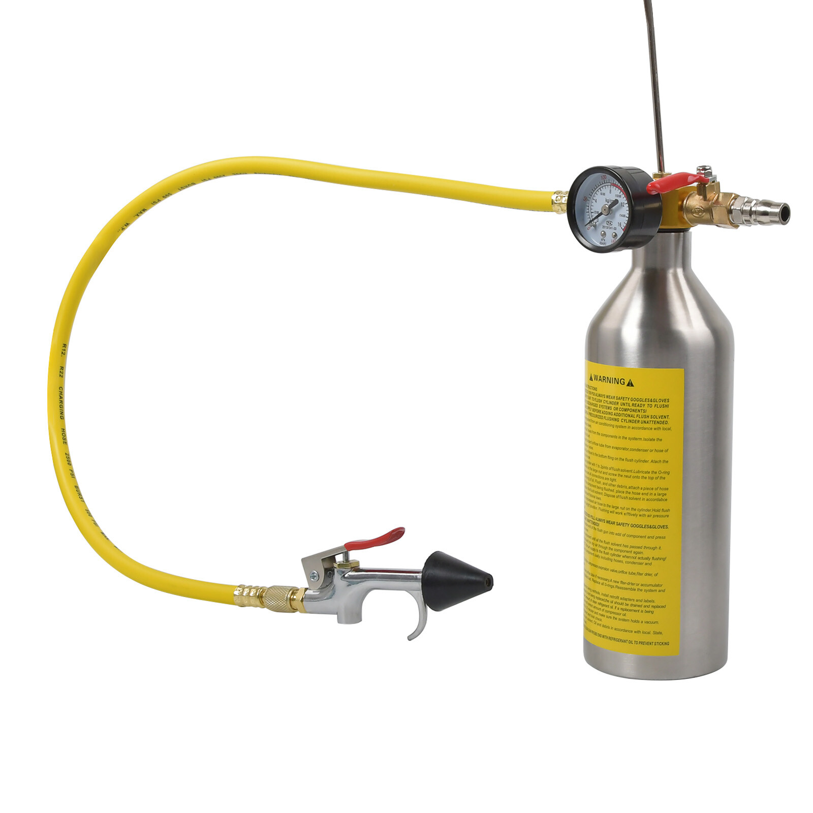 AC Air Conditioner System Flush Canister Gun Kit w/ Gauge R134a R12 R22 R404 USA