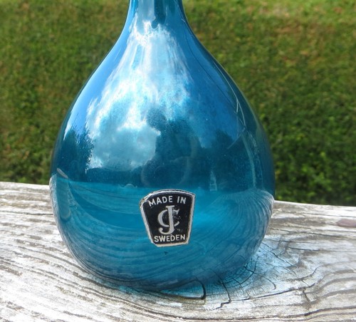 Jones & Co Mid Century Kugel-/Tränenvase - türkis - Schweden möglicherweise Lindshammar 8 Zoll - Bild 3 von 6