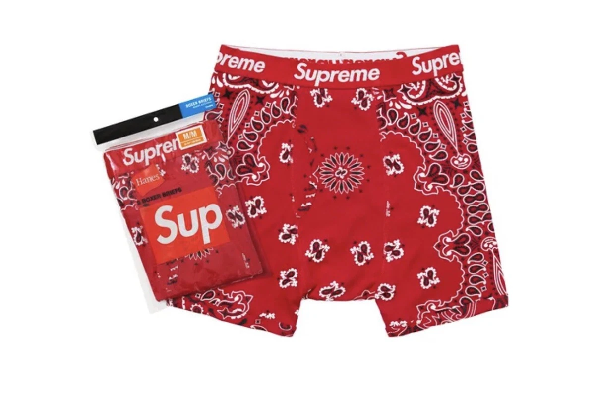 1 PACK SUPREME BOXERS PAISLEY RED SIZE SMALL BOXLOGO