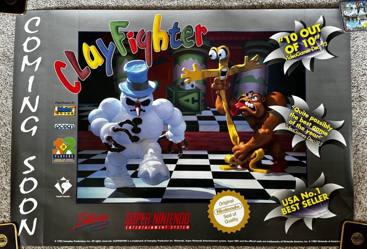 Original Authentic Clayfighter Super Nintendo SNES Store Display
