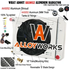 3-Row Aluminum Radiator Shroud Fan Kits For 68-73 Chevy Nova / 70-81 Camaro NEW