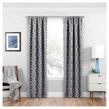 Eclipse Isanti Grey Trellis Pattern Polyester 37 in. W X 95 in. L Blackout