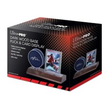 Ultra Pro Wood Base Puck & Card Holder (Dark Wood) Desktop Hockey Display Case