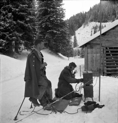 Rosenlaui Swiss soldiers taking part in rescue operation installat- Old Photo