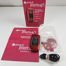 Samsung Jitterbug 5 SCH-R220 Red Senior Flip Phone (Greatcall)