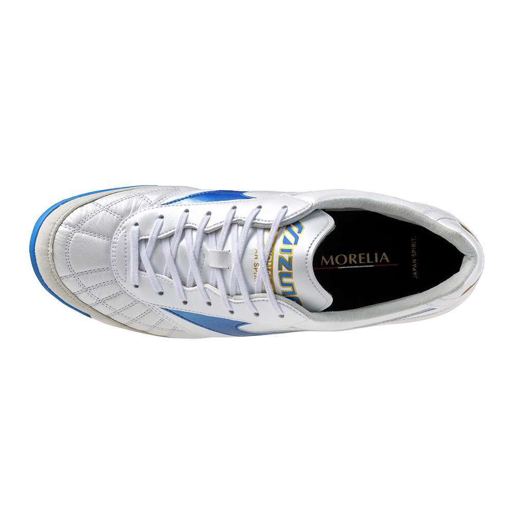 Mizuno MORELIA SALA JAPAN IN ホワイト/ブルー MIZUNO Morelia SALA JAPAN TF Q1GB241125 Super White Pearl
