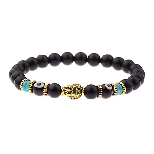 Charm Buddha Evil Eye Bracelet for Women Men Round Chakra Stone Beads Jewelry - Foto 17 di 34