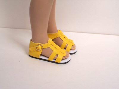 Dk Yellow Strappy Sandals Doll Shoes For 16 Kish Spring Summer Winter Fall (Debs