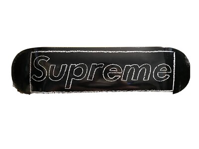 Supreme KAWS Chalk Box Logo Black Skateboard Deck (8.5
