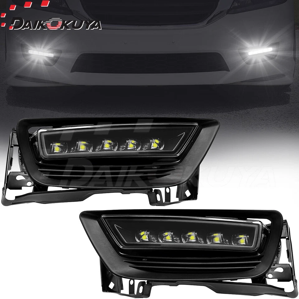 For 2013 2014 2015 Honda Accord 4DR Sedan LED Fog Lights Clear Lens Bumper Lamps - Image 3 of 4