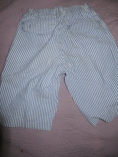 euc Lands' End blue stripe seersucker flat front shorts boys 8 free ship USA - Picture 2 of 2