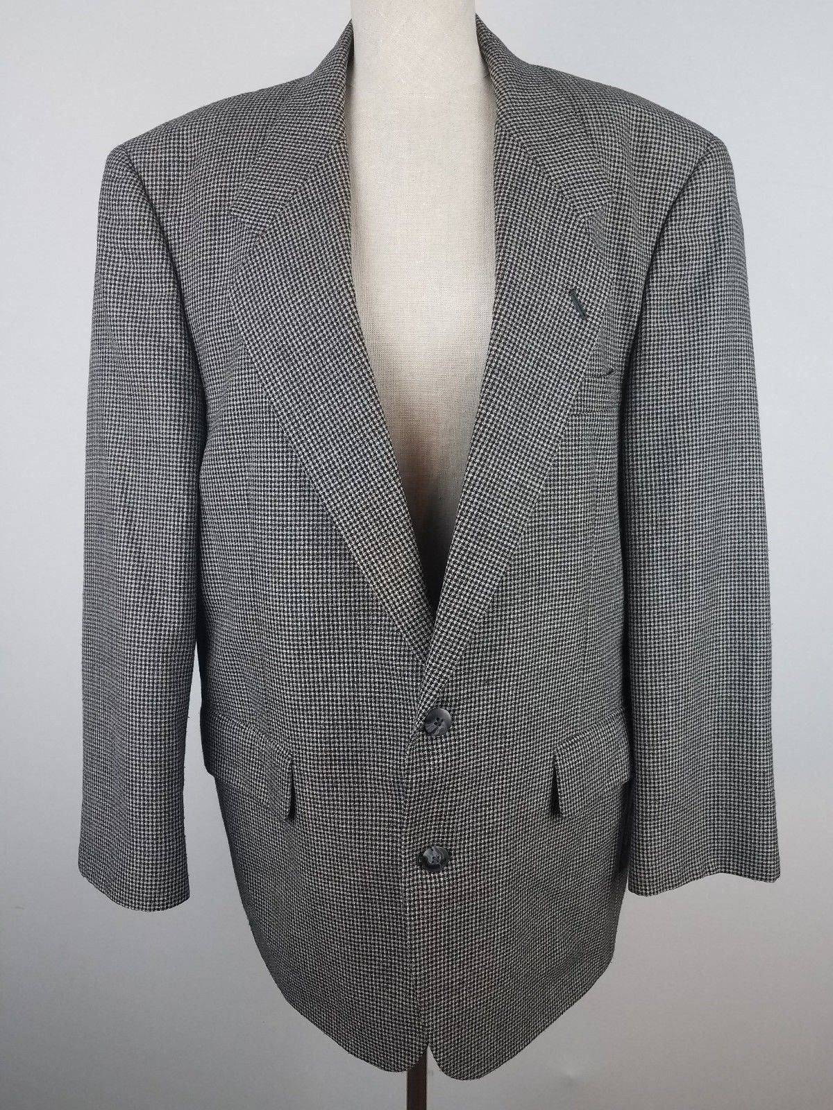 FILA Blazer giacca Hardy Amies Savile Row London 42R grigio a quadri con pied de poule