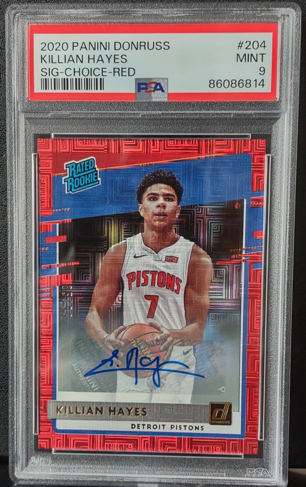 2020 Donruss Signature Choice Red Killian Hayes RC Auto /99 Detroit Pistons #204