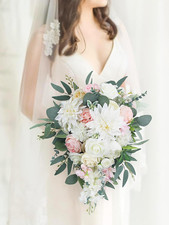 Cascading Bouquet White Pink Wedding Bouquets for Bride Cascade Wedding Bouquet