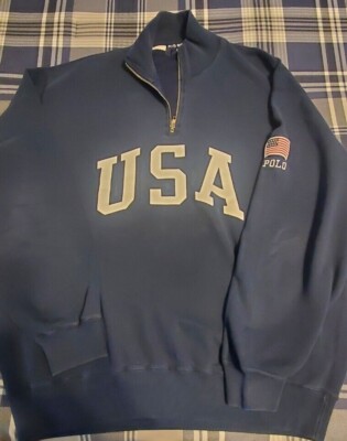 Vintage Polo Sport by Ralph Lauren USA Pullover Quarter Zip Navy