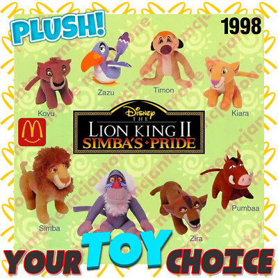 McDonald's 1998 LION KING 2 Disney Small PLUSH Animal Stuffed YOUR Toy CHOICE