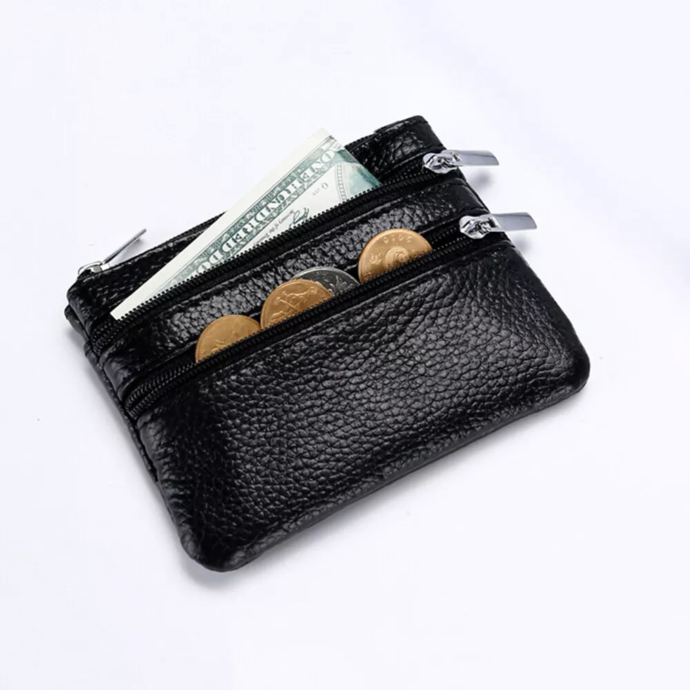 Leather wallet with sales zip