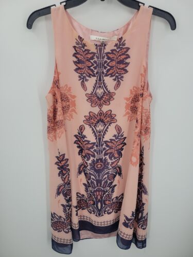 Max Studio Dress Womens Medium Pink Purple Sleeveless Artsy Flowy Boho