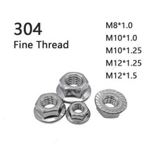 Fine Thread 304 Stainless Steel Hex Flange Nuts Serrated Lock Nut M6 M8 M10 M12