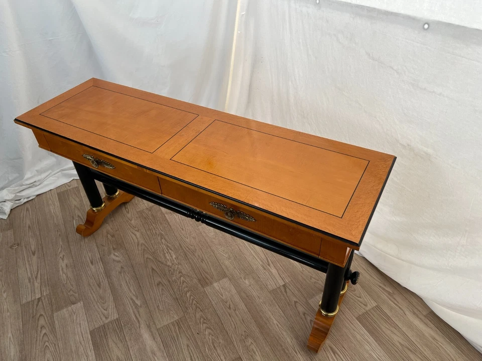 Sofá mesa consola Thomasville Biedermeier vintage raro dos cajones patas de columna Foto 3 de 4