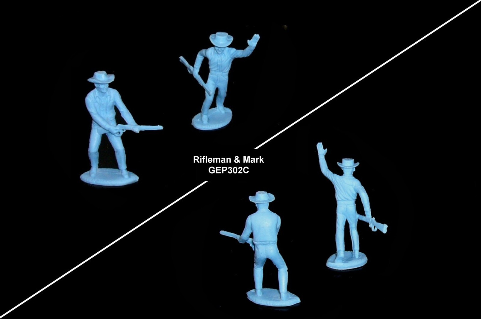 MARX TV Western Character figures 54mm (light blue) resin toy soldiers