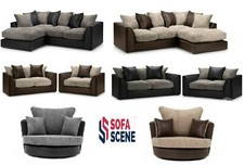 Byron Fabric  Leather Corner Sofa Morley Black Grey Brown Armchair Swivel Chair