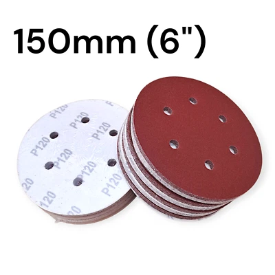 AC DRUMS 150mm Sanding Discs, 6" 6 hole Orbital Sander Pads p80 and p120 Grits. UK
