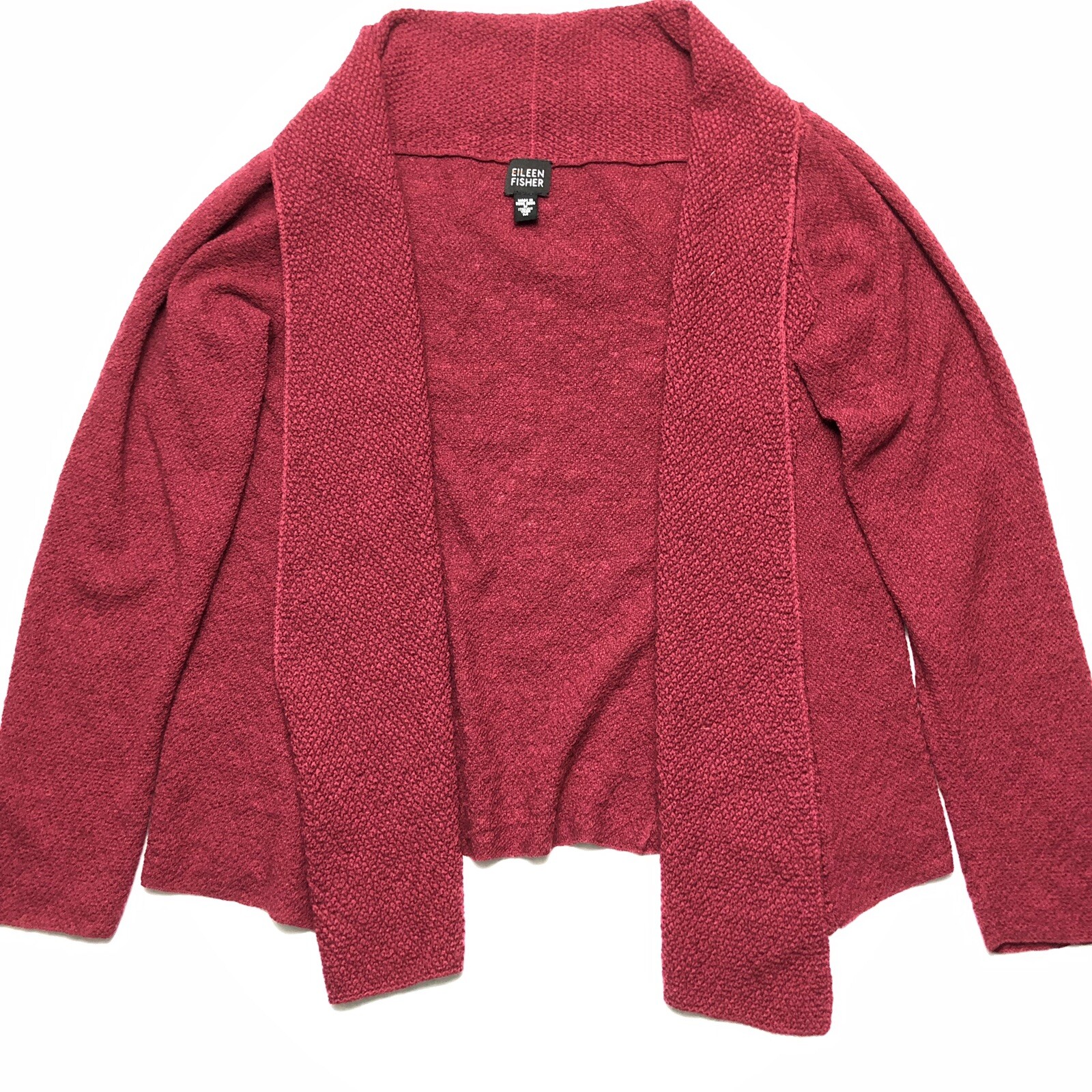 Eileen Fisher Boucle Shawl Cardigan Red 