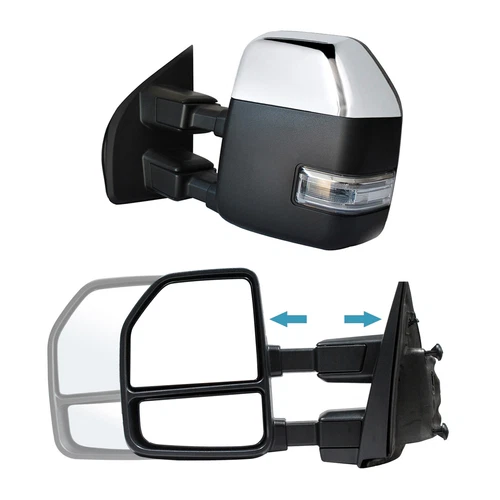 Towing Mirrors For 2017 2018 2019 2020 Ford F-250 SD Power Heated Signal Chrome