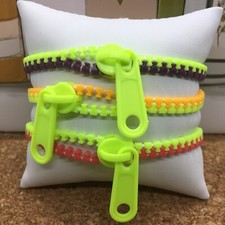 3 PC Fashion Bracelets Zipper Plastic 7.5" Assorted Colors New Free Ship 4021