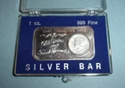 Old Coins and Good Friends 1943 Mercury Dime Vintage 1oz .999 Silver Bar Scarce
