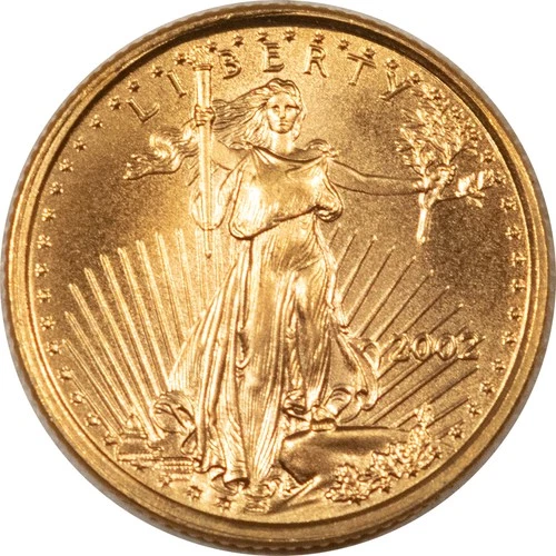 2002 1/10 OZ $5 AMERICAN GOLD EAGLE - GEM BRILLIANT UNCIRCULATED!