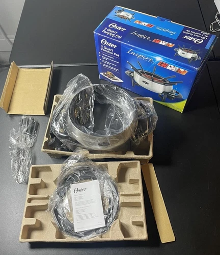 Oster Inspire Collection 3-Quart Electric Fondue Pot Non-Stick w Forks Open Box