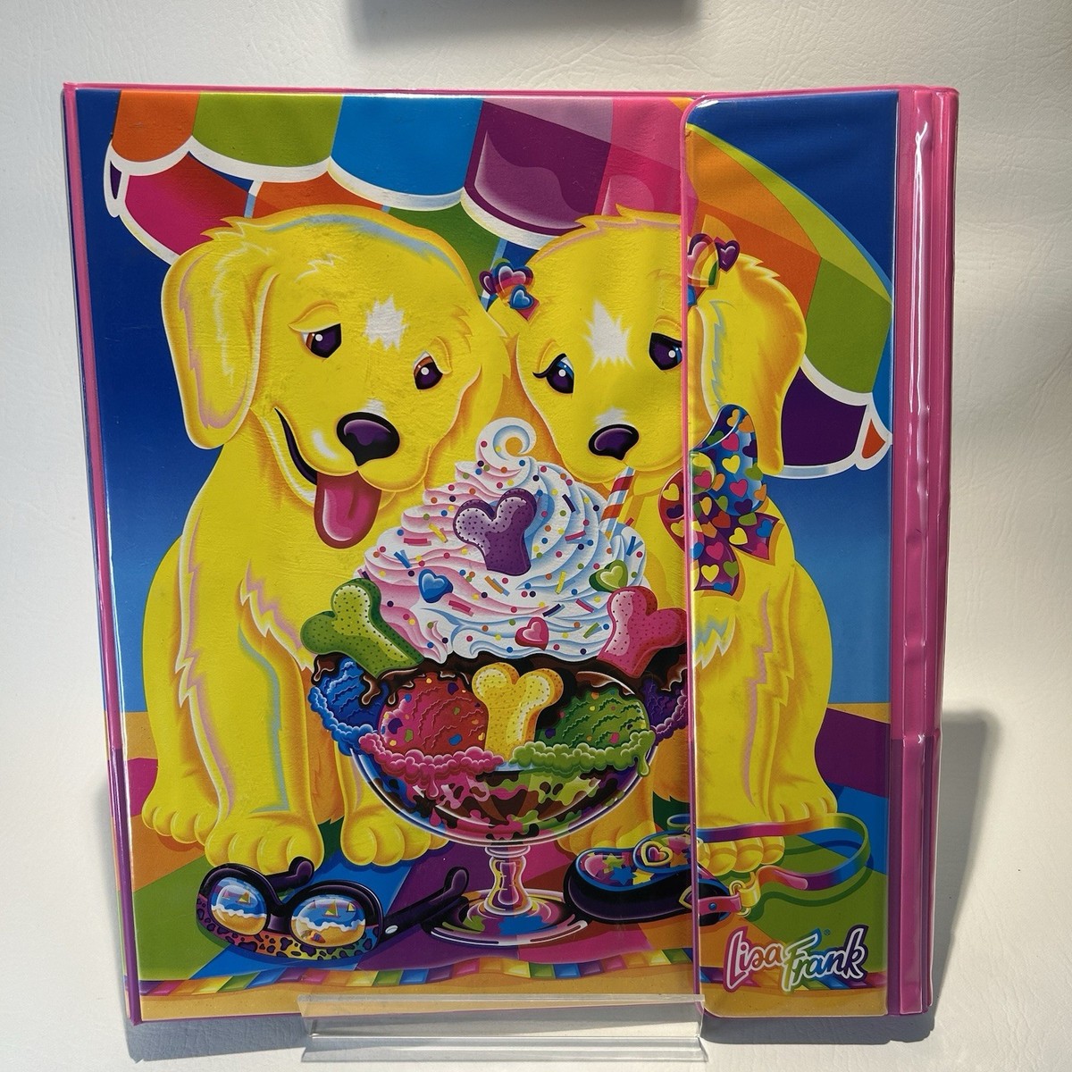 Lisa Frank Casey Candy Golden Dog Tri Fold Binder + Folder