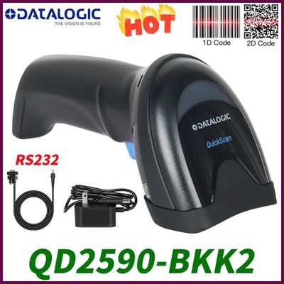 Datalogic QuickScan QD2590-BKK2 Handheld RS232 2D Imager Barcode Scanner + Cable