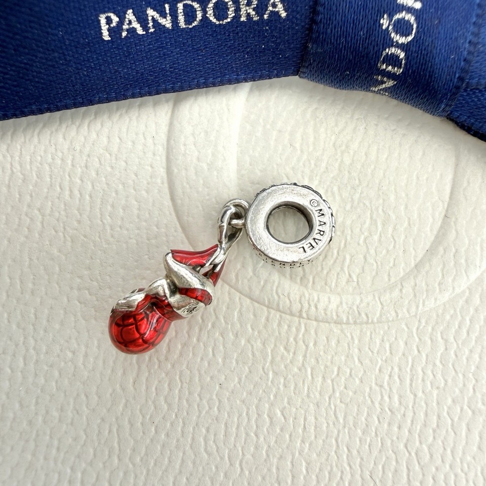 Authentic Pandora Silver Red Hanging Dangle Spider Man Red Charm ...
