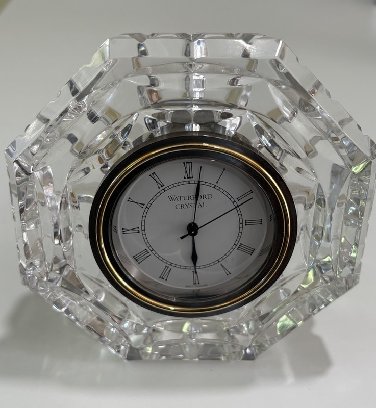 Waterford Crystal Clock 5” Octagon Desk Nightstand Mantle Working Ireland