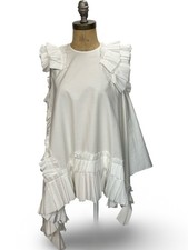 Alexander McQueen White Cotton Asym Pleated R...