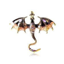 Colorful Enamel Dragon Brooch Pin for Men Women Retro Rhinestone Flying Dra - 05