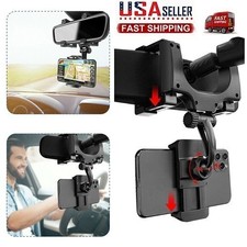 360 Adjustable Rear View Mirror Car Mount for Smartphones with Non-Slip Silicone