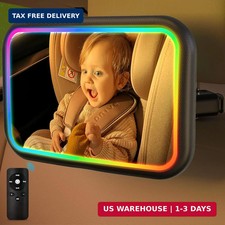 Baby Car Mirror with Light, 7 RGB Light Rear Facing Baby Car Seat Mirror with Re