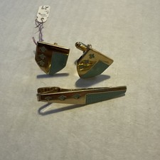 anson tie clip Cuff Links Vintage Blue And Gold