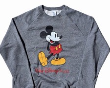 Walt Disney World Adult L Grey Mickey Mouse Crewneck Pullover Sweatshirt