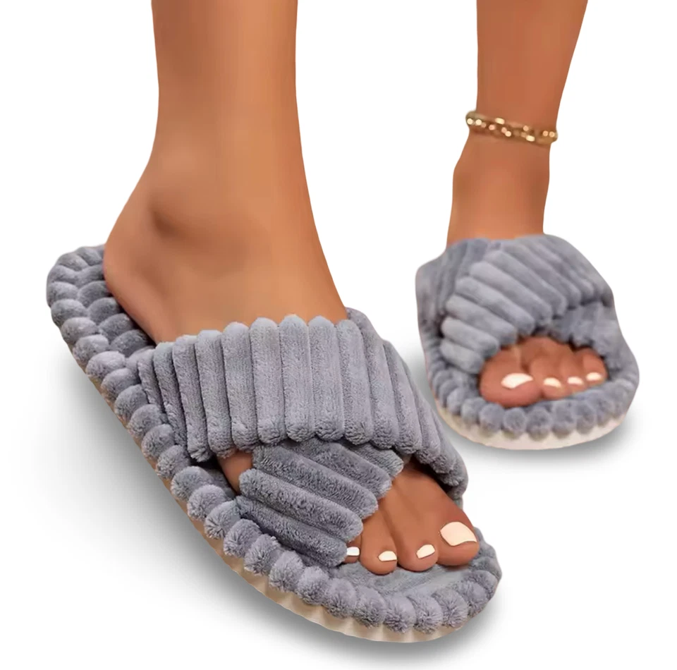 Zapatillas de invierno de felpa de algodón para mujer - Zapatos cálidos de felpa lunar para mujer de algodón Foto 2 de 4