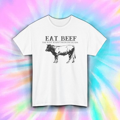 Eat Beef T-Shirt | Funny Rancher Farmer Cowboy Cattle Western Graphic Tee S-5XL