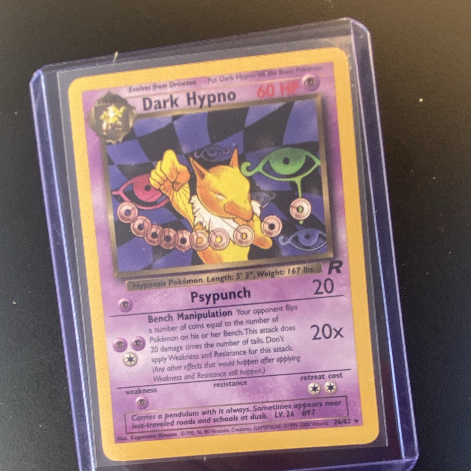 Dark Hypno Team Rocket Rare 26/82 Regular 60 HP English Pokemon Card 2000