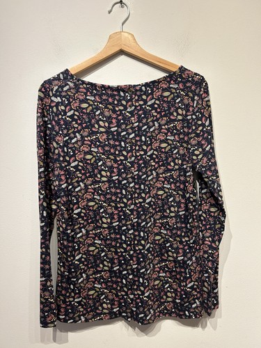 Weird Fish Women's Size 16 Floral Jersey Top Organic Cotton Button Down Back - Picture 2 of 10